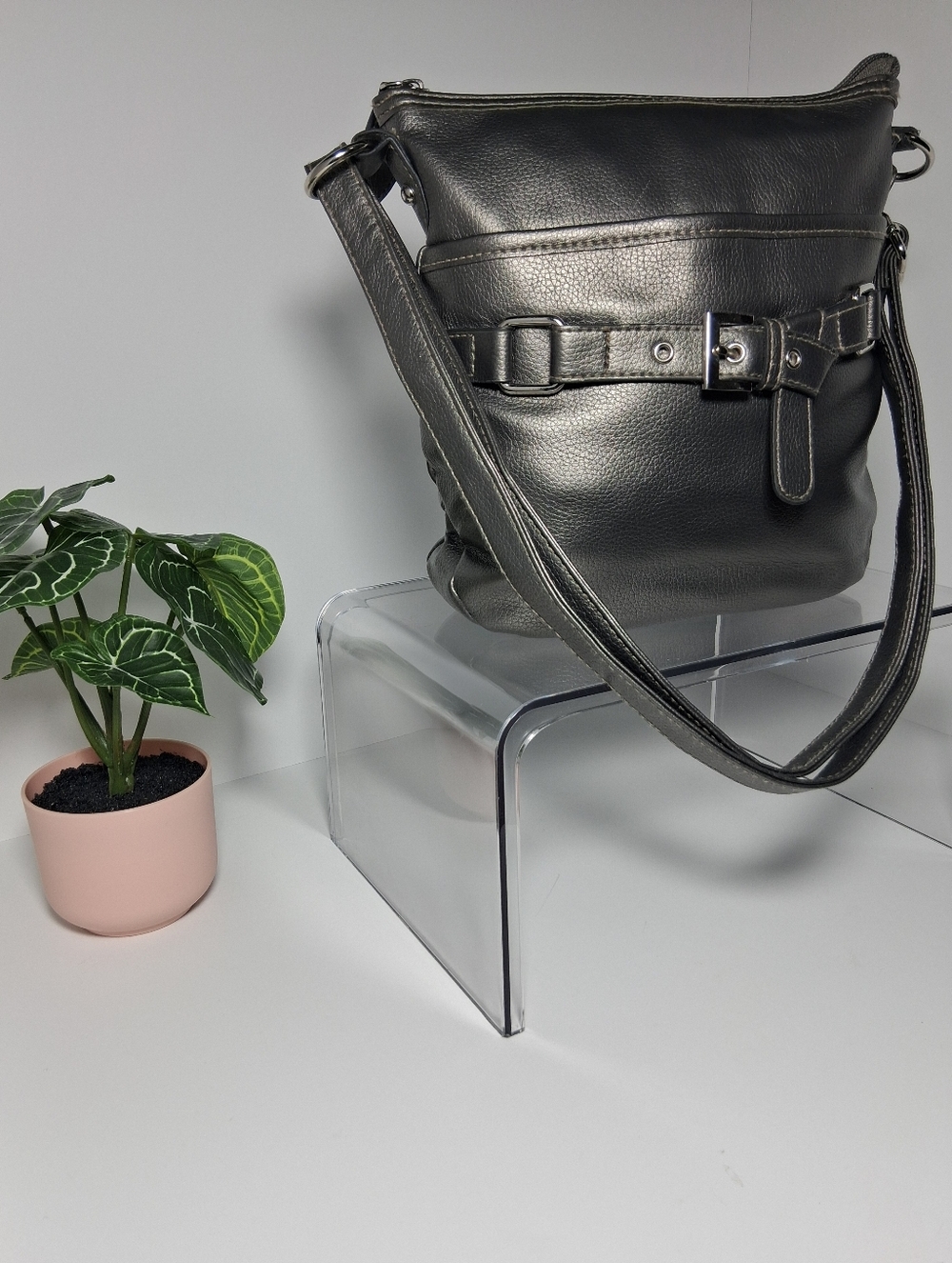 croft & barrow Gray Crossbody with Front Buckle - Picture 3 of 6